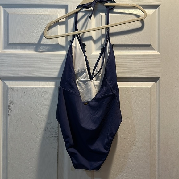 Victoria's Secret Pink Navy Strappy Floral Halter One Piece Swimsuit M - Picture 6 of 8